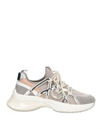 Pinko Woman Sneakers Light Grey Size 8 Leather, Textile Fibers, Synthetic Fibers In Gray