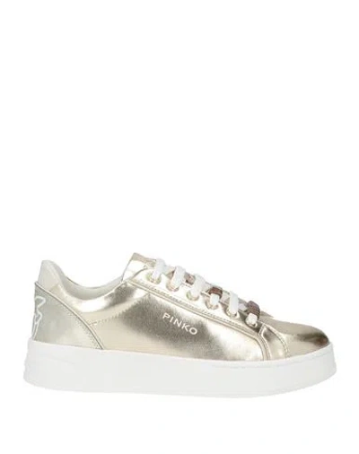 Pinko Woman Sneakers Platinum Size 7 Leather, Synthetic Material In Gray