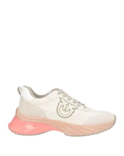 Pinko Woman Sneakers White Size 10 Calfskin, Synthetic Material In Multi