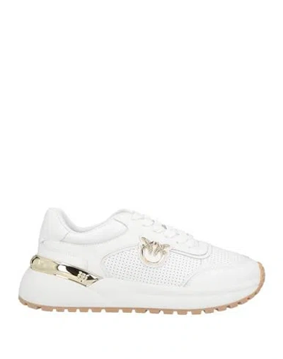 Pinko Love Birds Leather Sneakers In White
