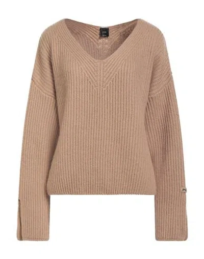Pinko Woman Sweater Camel Size M Acrylic, Mohair Wool, Nylon, Polyester In Brown