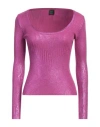 Pinko Laminated-effect Ribbed-knit Jumper In Pink