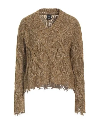 Pinko Woman Sweater Khaki Size M Wool, Cotton, Polyamide In Beige