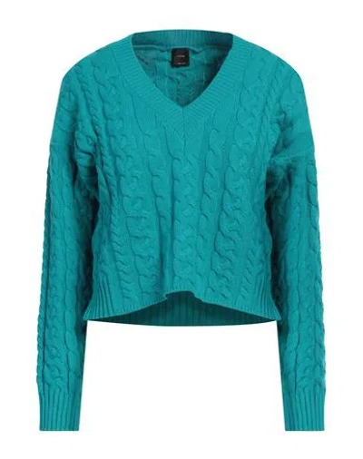 Pinko Woman Sweater Turquoise Size L Viscose, Polyamide, Polyester In Blue