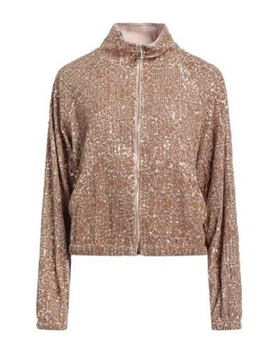 Pinko Woman Sweatshirt Camel Size S Polyester, Elastane, Polyamide In Beige