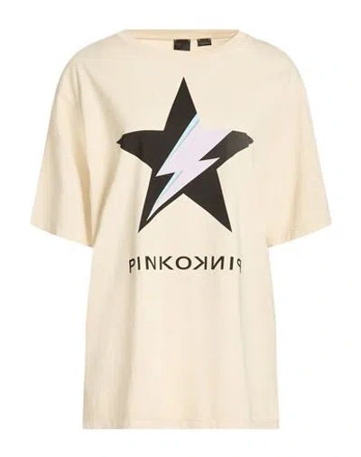 Pinko Woman T-shirt Beige Size L Cotton In Neutral