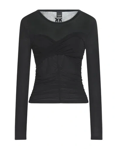 Pinko Woman T-shirt Black Size M Viscose, Polyamide, Cashmere, Elastane