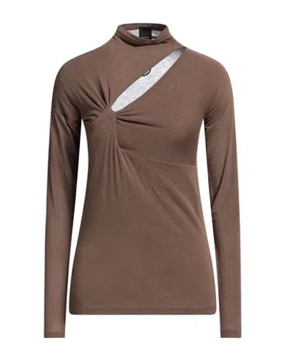 Pinko Woman T-shirt Brown Size M Viscose, Polyamide, Cashmere, Elastane