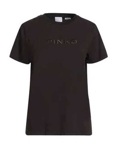 Pinko Woman T-shirt Dark Brown Size L Cotton In Black