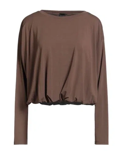Pinko Woman T-shirt Dark Brown Size L Viscose