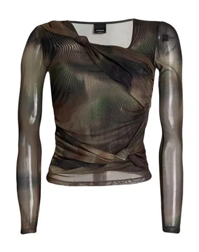 Pinko Woman T-shirt Khaki Size L Polyester, Elastane In Beige