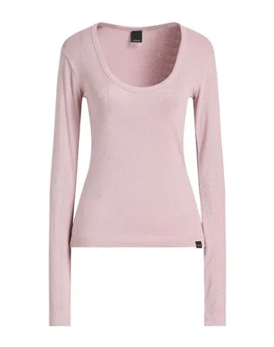 Pinko Woman T-shirt Light Pink Size L Viscose, Metallic Fiber, Nylon, Elastane