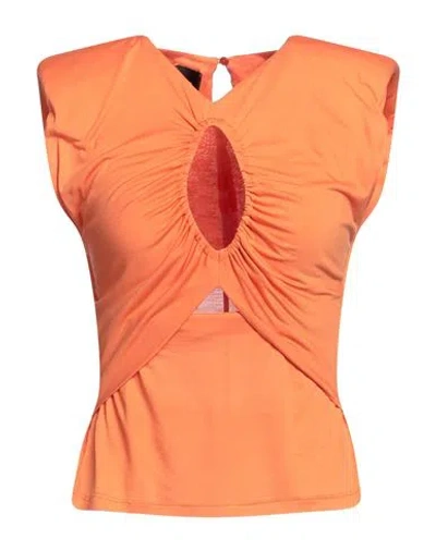 Pinko Woman T-shirt Orange Size L Viscose