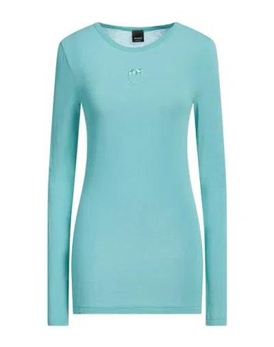 Pinko Woman T-shirt Turquoise Size S Viscose, Polyamide, Cashmere, Elastane In Blue