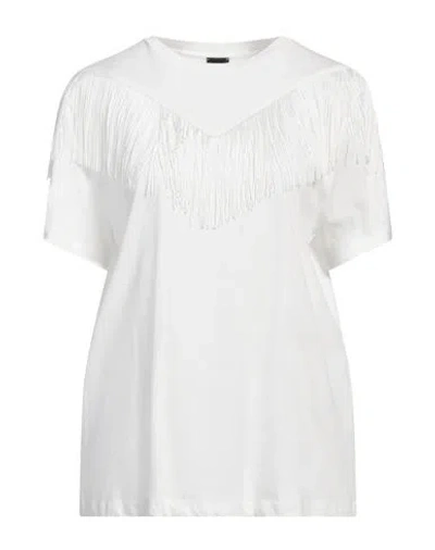 Pinko Woman T-shirt White Size L Cotton, Acetate, Polyamide, Viscose