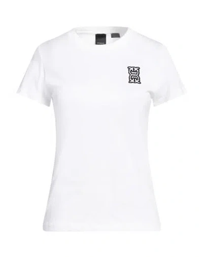 Pinko Woman T-shirt White Size L Cotton, Elastane, Polyester