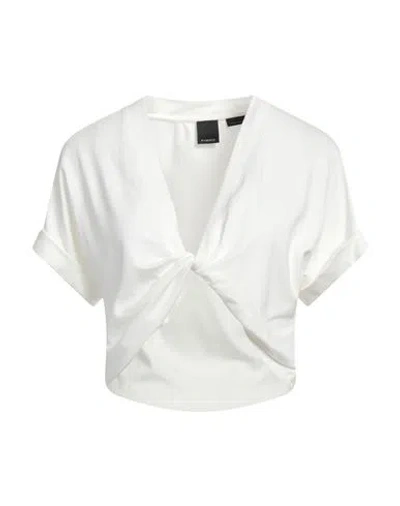 Pinko Woman T-shirt White Size S Cotton, Lyocell, Elastane