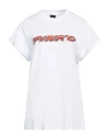 Pinko Woman T-shirt White Size M Cotton, Elastane, Glass