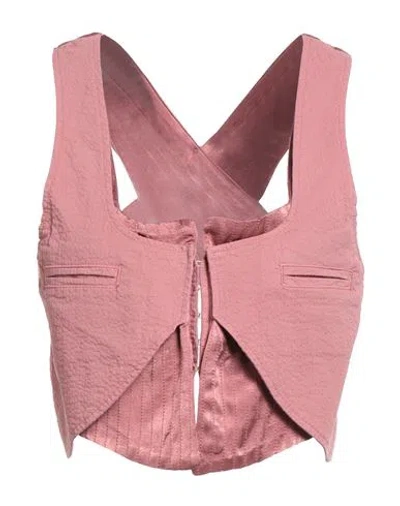 Pinko Woman Tailored Vest Antique Rose Size S Cotton, Elastane