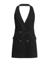 Pinko Woman Tailored Vest Black Size 6 Linen, Viscose, Elastane In Black