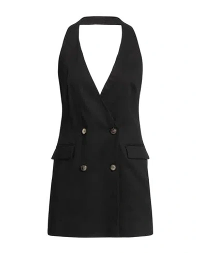 Pinko Woman Tailored Vest Black Size 6 Linen, Viscose, Elastane