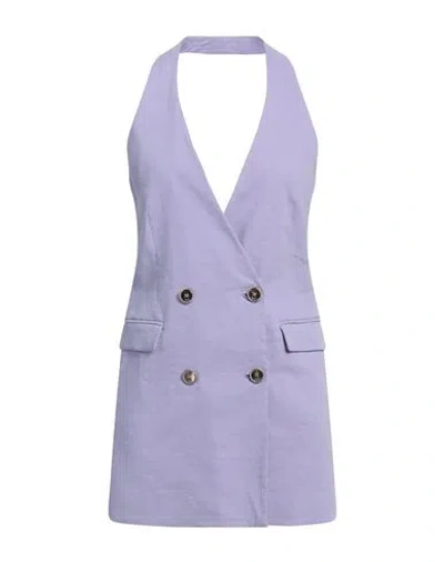 PINKO PINKO WOMAN TAILORED VEST LILAC SIZE 6 LINEN, VISCOSE, ELASTANE