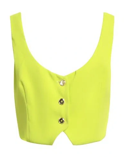 Pinko Woman Tailored Vest Lime Green Size 10 Polyester, Elastane In Yellow
