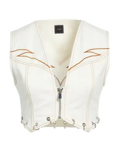 Pinko Woman Tailored Vest White Size S Cotton In Multi