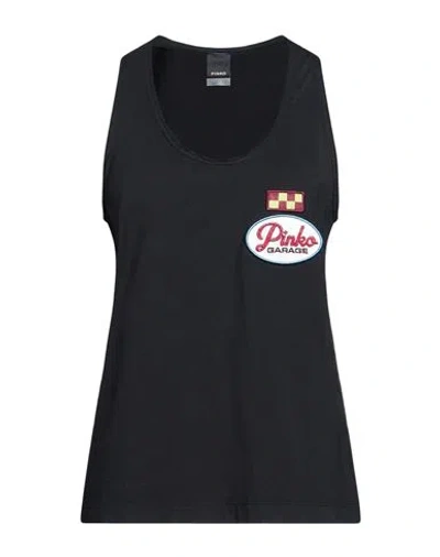Pinko Woman Tank Top Black Size L Cotton In Brown