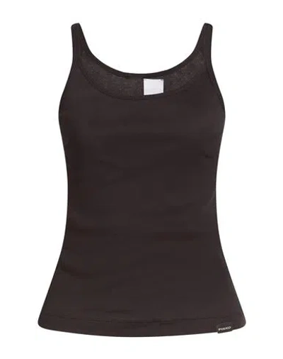 Pinko Woman Tank Top Black Size L Cotton In Burgundy