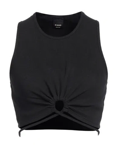 Pinko Woman Top Black Size L Cotton, Elastane