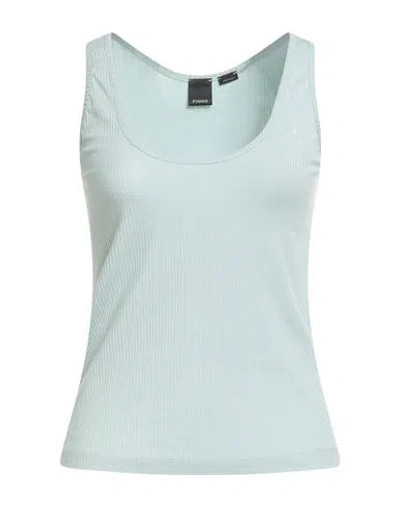 Pinko Woman Tank Top Light Green Size M Cotton, Lyocell, Elastane