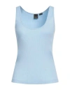 Pinko Woman Tank Top Sky Blue Size M Cotton, Lyocell, Elastane
