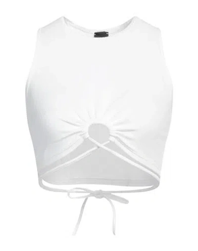 Pinko Woman Top White Size L Cotton, Elastane