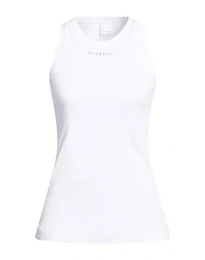 Pinko Woman Tank Top White Size L Cotton, Elastane