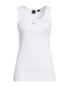 Pinko Woman Tank Top White Size M Cotton, Elastane
