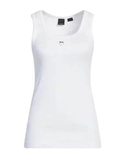 Pinko Woman Tank Top White Size M Cotton, Elastane