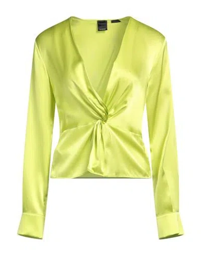 Pinko Woman Top Lime Green Size 10 Silk, Elastane