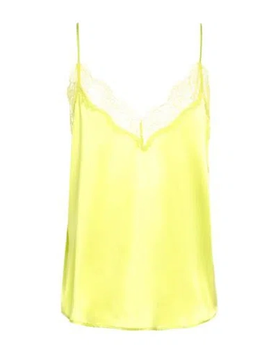 Pinko Woman Top Lime Green Size 8 Silk, Elastane