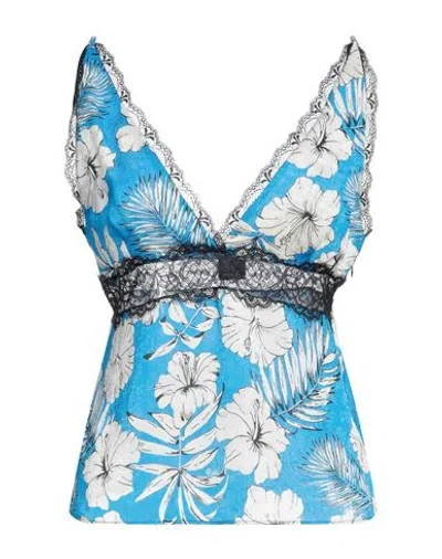 Pinko Woman Top Azure Size 10 Polyester, Polyamide In Blue