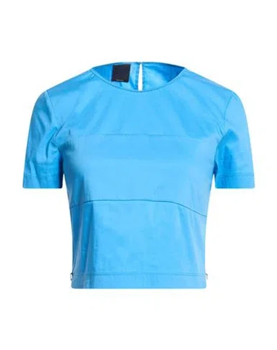 Pinko Woman Top Azure Size 8 Cotton, Nylon, Elastane In Blue