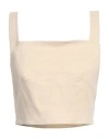 Pinko Woman Top Beige Size 6 Linen, Viscose, Elastane
