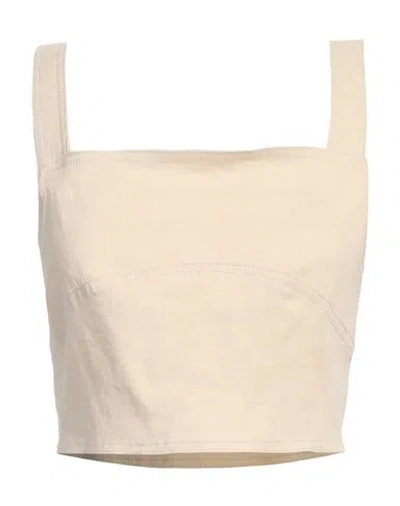 Pinko Woman Top Beige Size 6 Linen, Viscose, Elastane