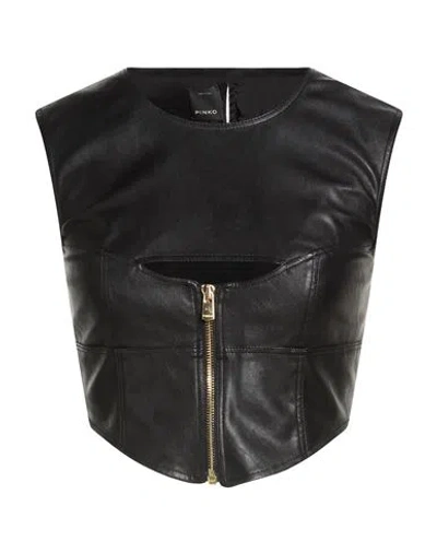 Pinko Woman Top Black Size 10 Acetate, Polyester, Polyurethane