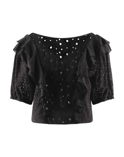 Pinko Woman Top Black Size 8 Cotton