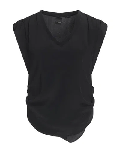 Pinko Woman Top Black Size 4 Acetate, Silk