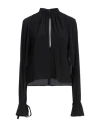 Pinko Woman Top Black Size 6 Acetate, Silk In Black