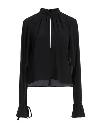 Pinko Woman Top Black Size 6 Acetate, Silk