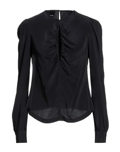 Pinko Woman Top Black Size 6 Acetate, Silk