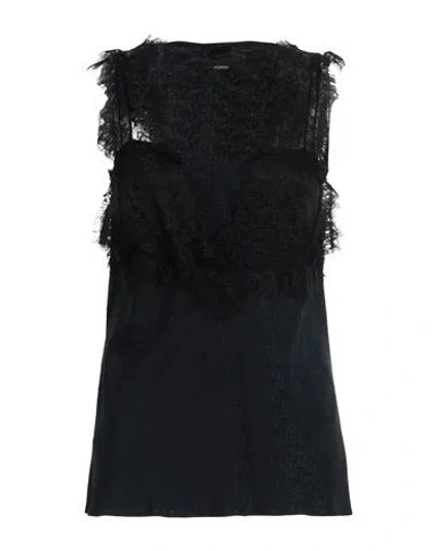 Pinko Woman Top Black Size 4 Acetate, Silk